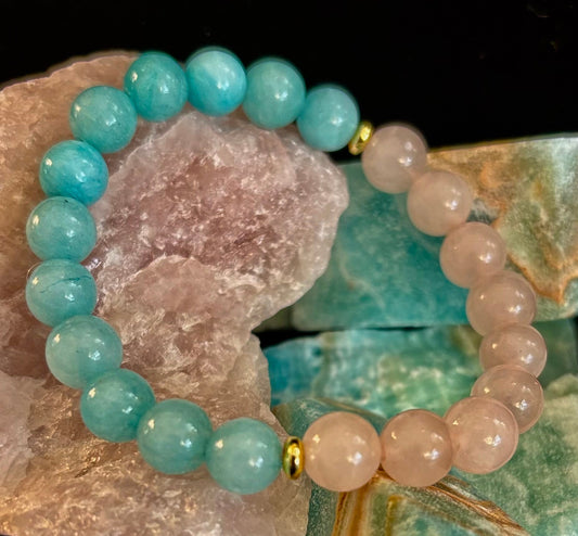 Rose Quartz & Aquamarine Healing Bracelet – Love, Calm & Emotional Clarity