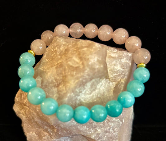 Rose Quartz & Aquamarine Healing Bracelet – Love, Calm & Emotional Clarity