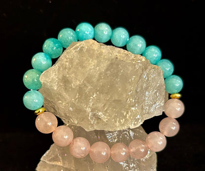 Rose Quartz & Aquamarine Healing Bracelet – Love, Calm & Emotional Clarity