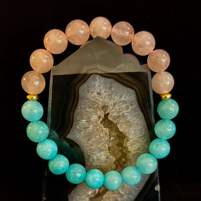 Rose Quartz & Aquamarine Healing Bracelet – Love, Calm & Emotional Clarity