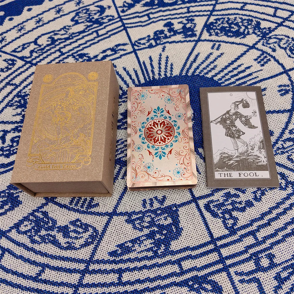 Gold Foil Tarot Plastic Cards Rose Pink Oracle Waterproof Card Deck Mysterious Board Game Divination Cards