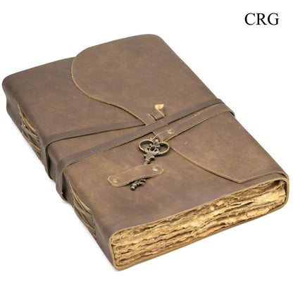 Leather Notebook with Key (1 Piece) Size 9.8 by 7 Inches Strap Closed Journal