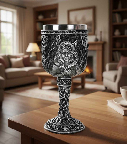 Triple Moon Goddess Goblet - Enchanting Ritual Drinking Vessel